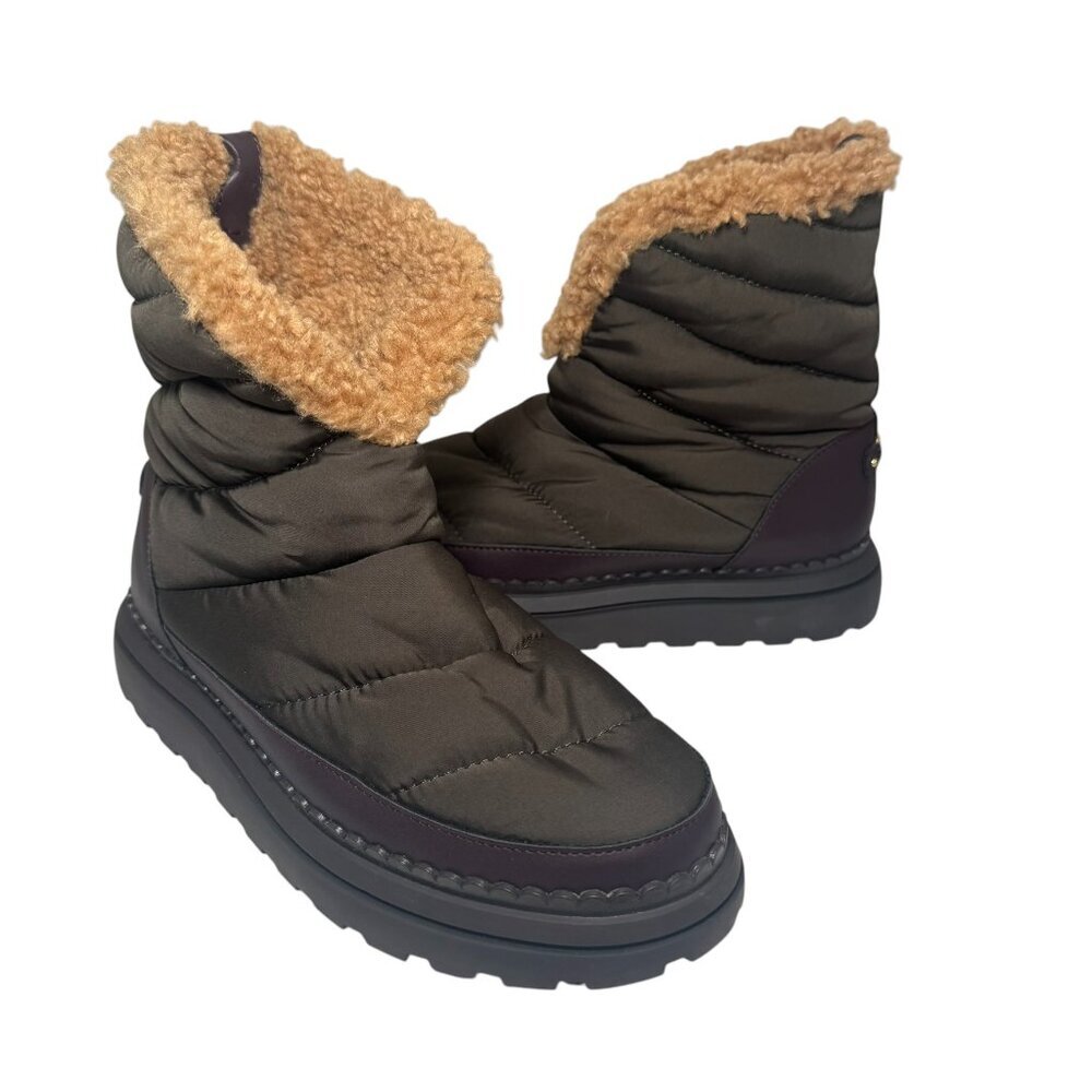 Sam Edelman Women's Ozie Puffer Bootie, Army Green/Coffee, Size‎ 7.5 NEW - Picture 2 of 5